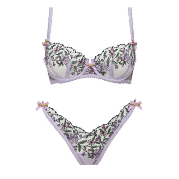 💕FOR LOVE AND LEMONS💕 Lorelei Underwire Bra SDD + Thong Panty Medium Lilac NWT - Picture 8 of 16